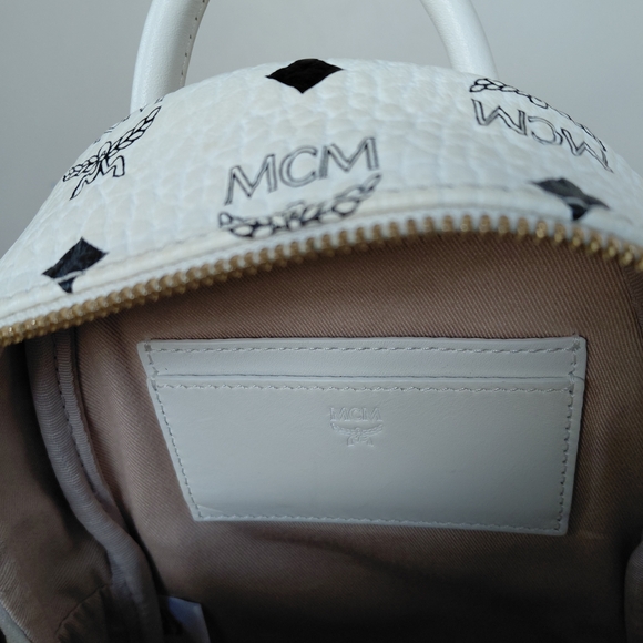 MCM White and Gold Studded Backpack